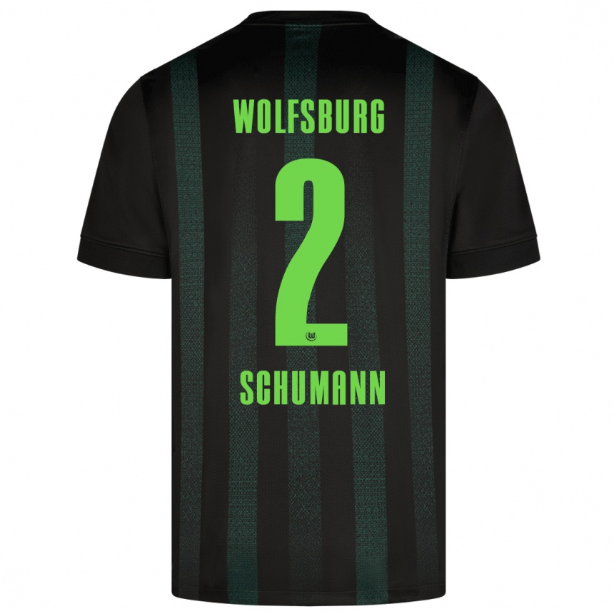 Kids Football Anton Schumann #2 Dark Green Away Jersey 2024/25 T-Shirt Uk