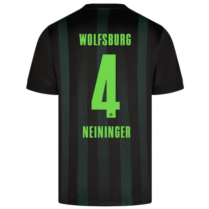 Kids Football Till Neininger #4 Dark Green Away Jersey 2024/25 T-Shirt Uk