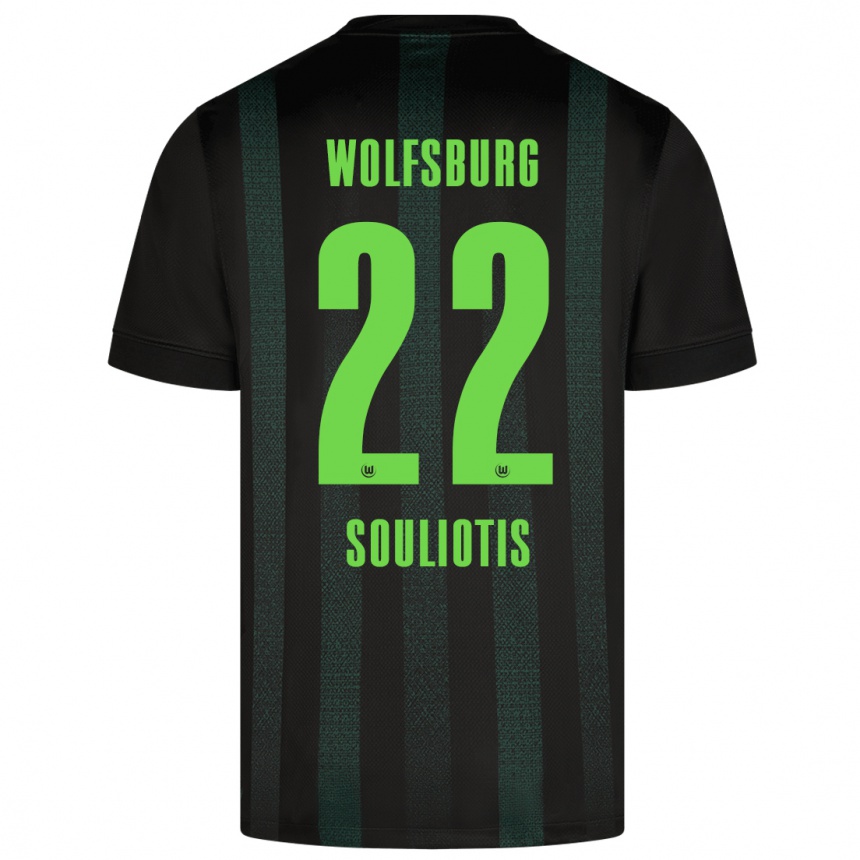 Kids Football Spyridon Souliotis #22 Dark Green Away Jersey 2024/25 T-Shirt Uk