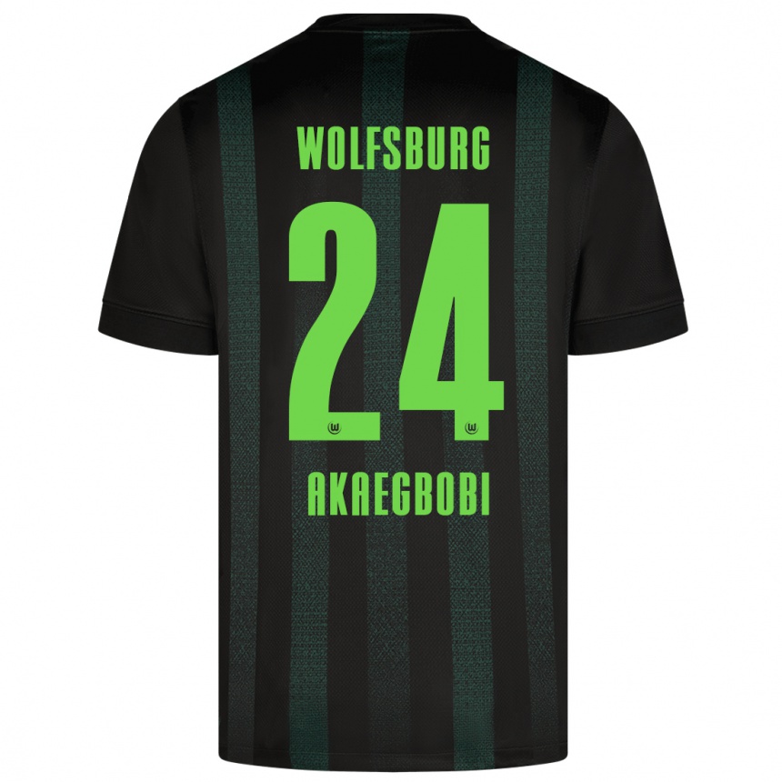 Kids Football Jonathan Akaegbobi #24 Dark Green Away Jersey 2024/25 T-Shirt Uk