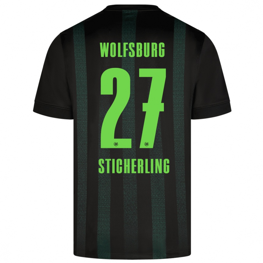 Kids Football Carl-Anton Sticherling #27 Dark Green Away Jersey 2024/25 T-Shirt Uk