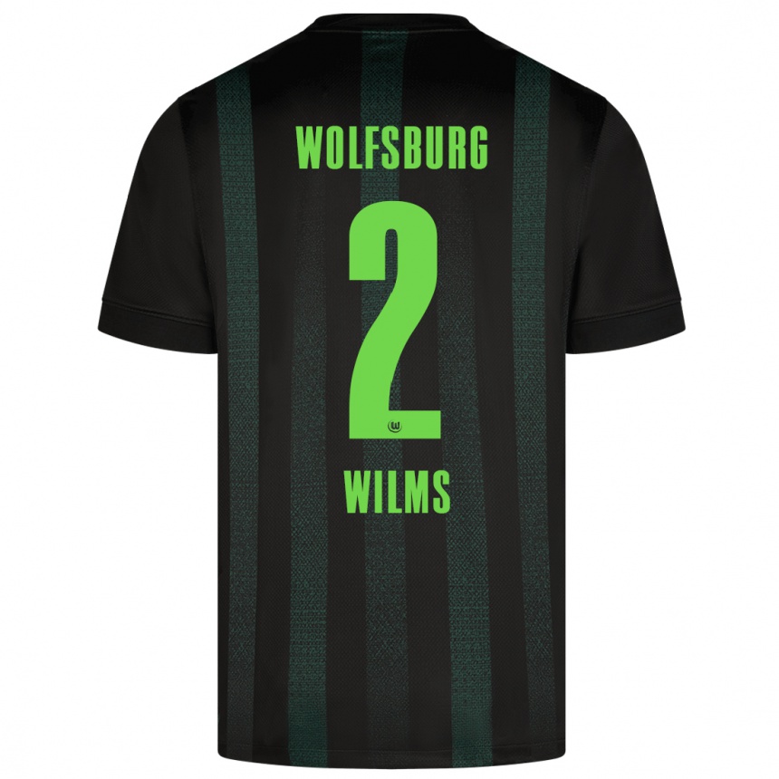 Kids Football Lynn Wilms #2 Dark Green Away Jersey 2024/25 T-Shirt Uk