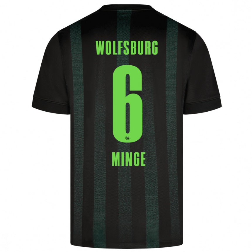 Kids Football Janina Minge #6 Dark Green Away Jersey 2024/25 T-Shirt Uk