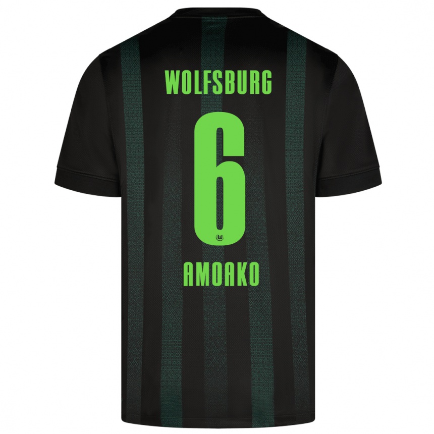 Kids Football Kofi Jeremy Amoako #6 Dark Green Away Jersey 2024/25 T-Shirt Uk