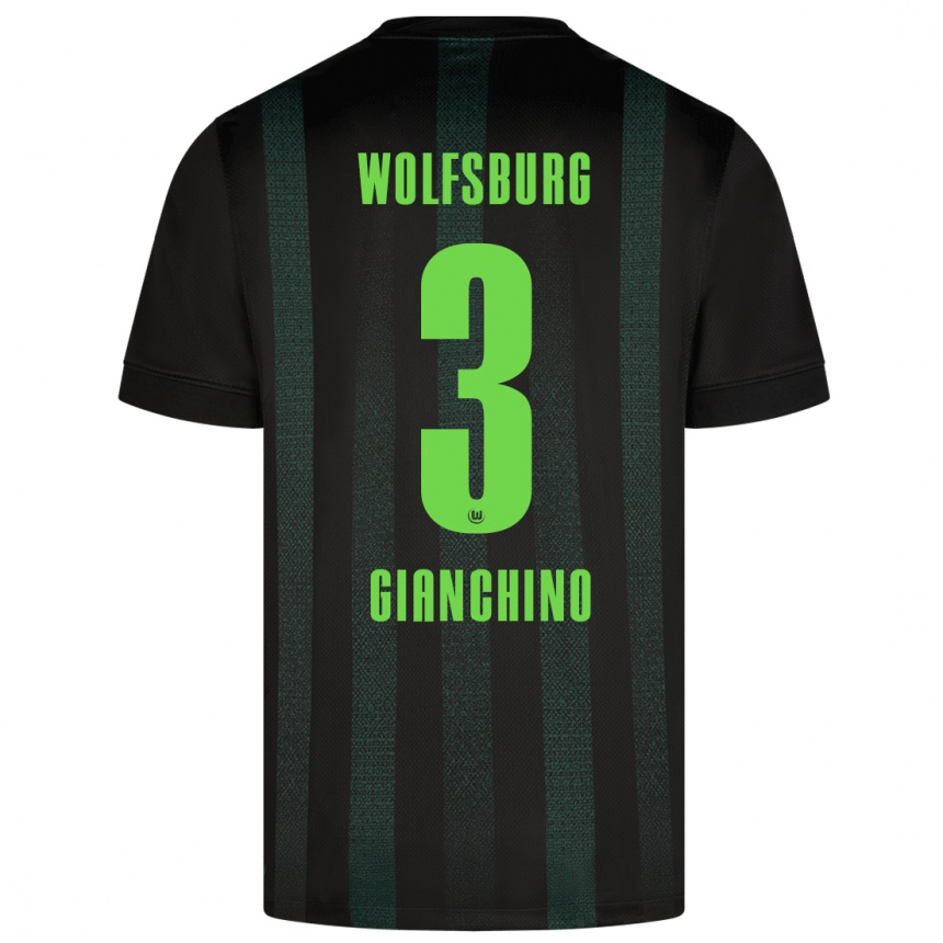 Kids Football Michele Gianchino #3 Dark Green Away Jersey 2024/25 T-Shirt Uk