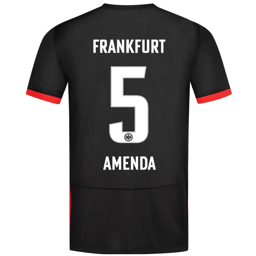 Kids Football Aurèle Amenda #5 Black Away Jersey 2024/25 T-Shirt Uk