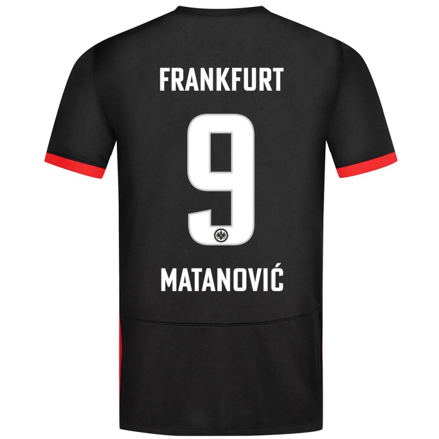 Kids Football Igor Matanovic #9 Black Away Jersey 2024/25 T-Shirt Uk