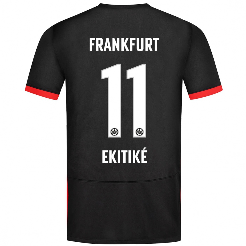 Kids Football Hugo Ekitike #11 Black Away Jersey 2024/25 T-Shirt Uk