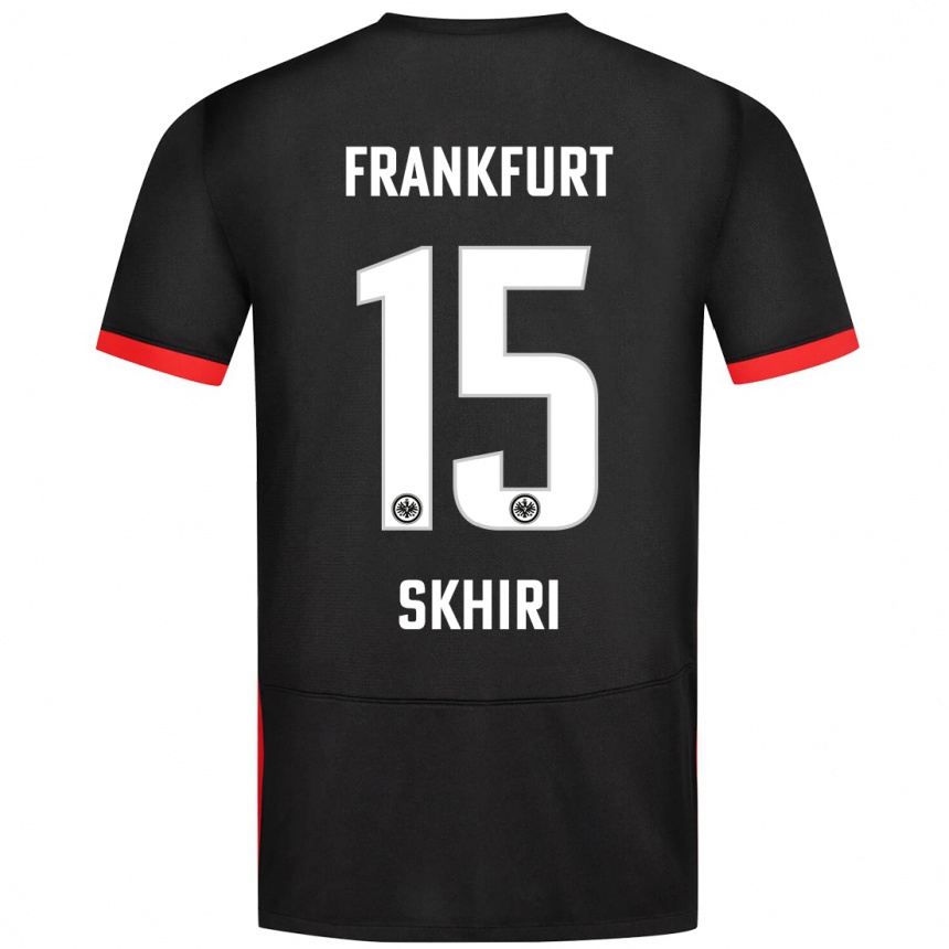 Kids Football Ellyes Skhiri #15 Black Away Jersey 2024/25 T-Shirt Uk