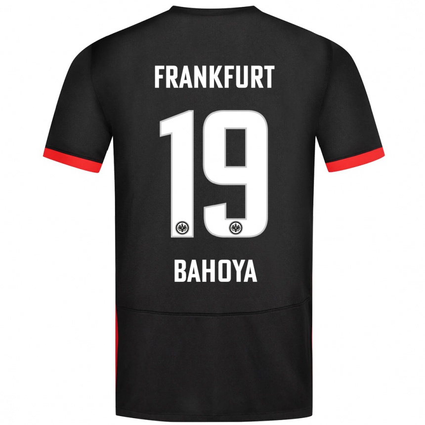 Kids Football Jean-Mattéo Bahoya #19 Black Away Jersey 2024/25 T-Shirt Uk