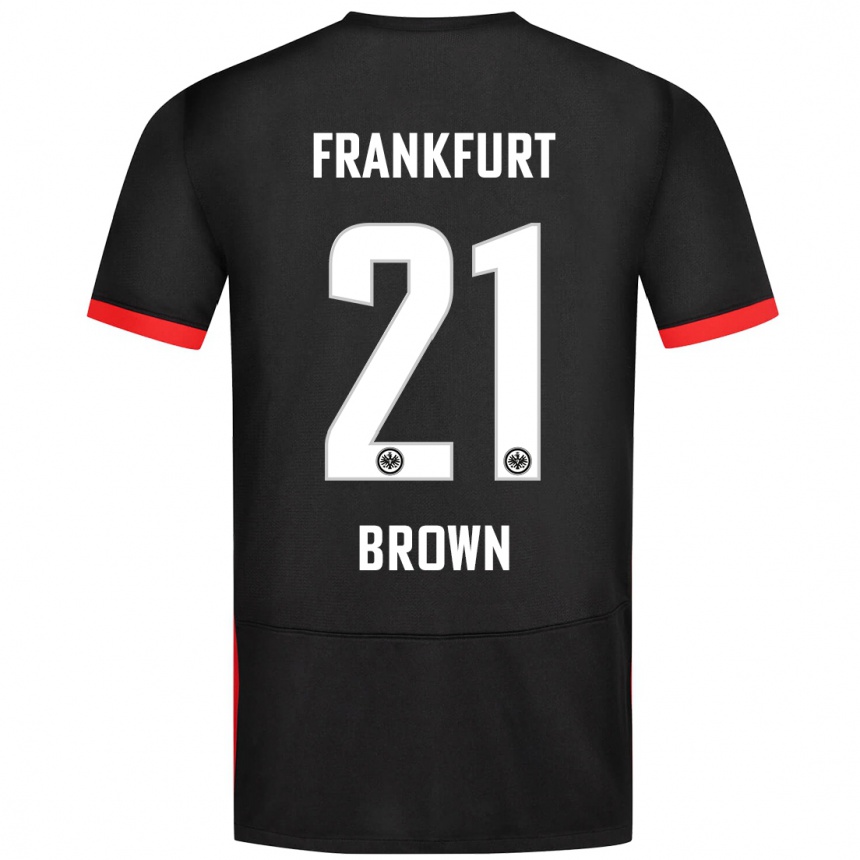 Kids Football Nathaniel Brown #21 Black Away Jersey 2024/25 T-Shirt Uk