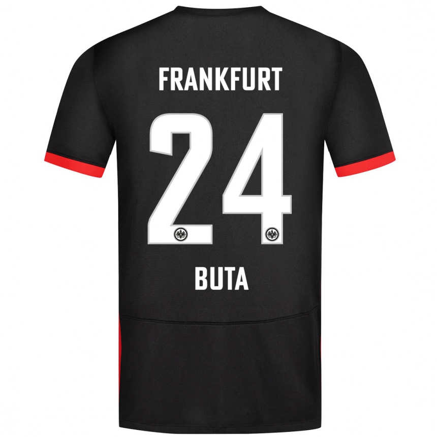 Kids Football Aurélio Buta #24 Black Away Jersey 2024/25 T-Shirt Uk