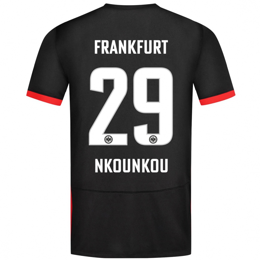 Kids Football Niels Nkounkou #29 Black Away Jersey 2024/25 T-Shirt Uk