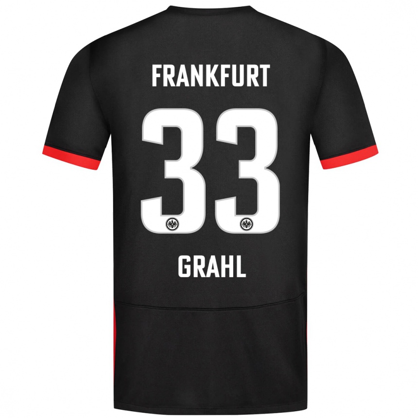 Kids Football Jens Grahl #33 Black Away Jersey 2024/25 T-Shirt Uk