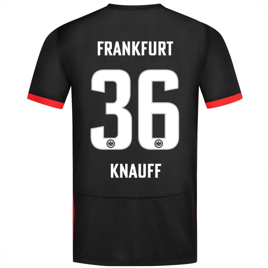 Kids Football Ansgar Knauff #36 Black Away Jersey 2024/25 T-Shirt Uk