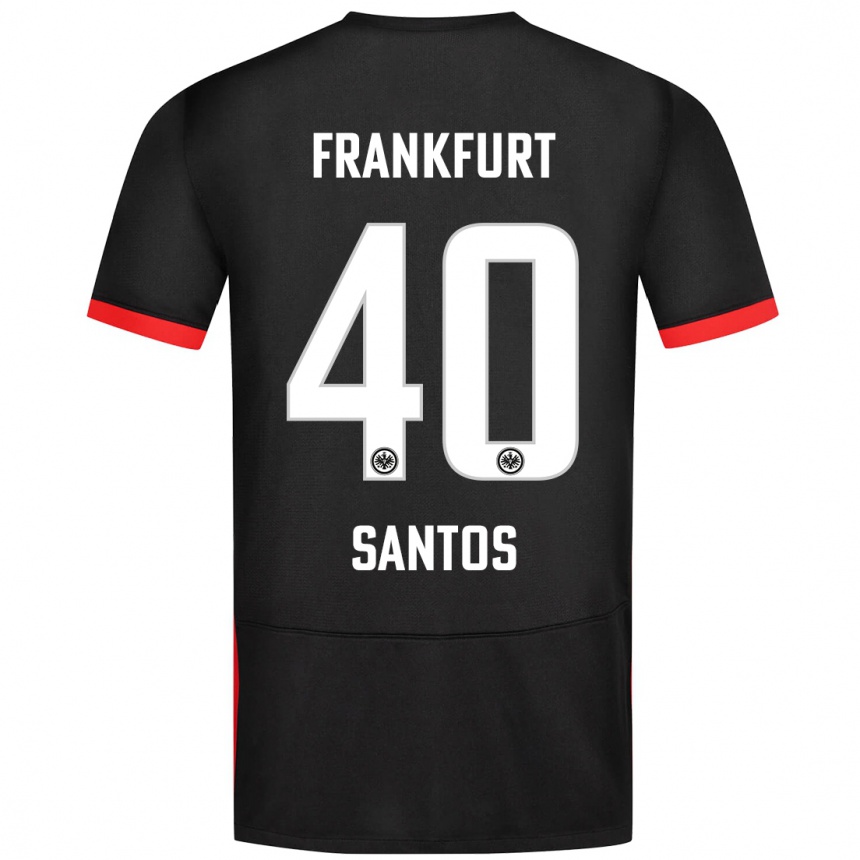 Kids Football Kauã Santos #40 Black Away Jersey 2024/25 T-Shirt Uk