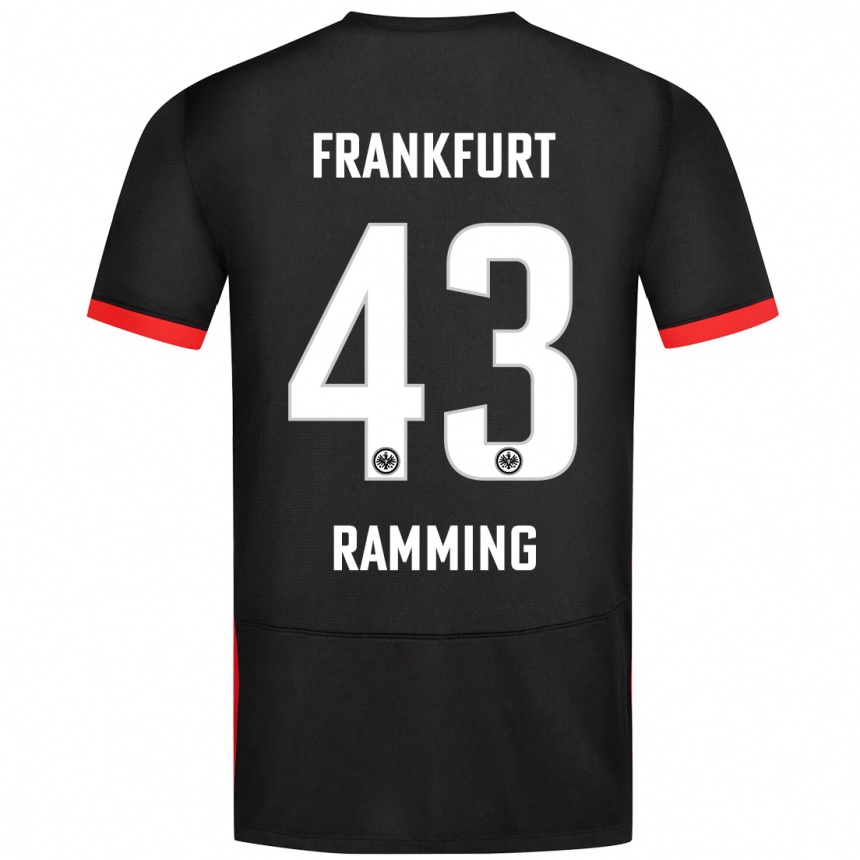 Kids Football Nils Ramming #43 Black Away Jersey 2024/25 T-Shirt Uk