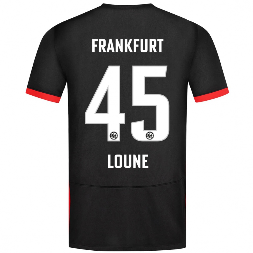 Kids Football Mehdi Loune #45 Black Away Jersey 2024/25 T-Shirt Uk