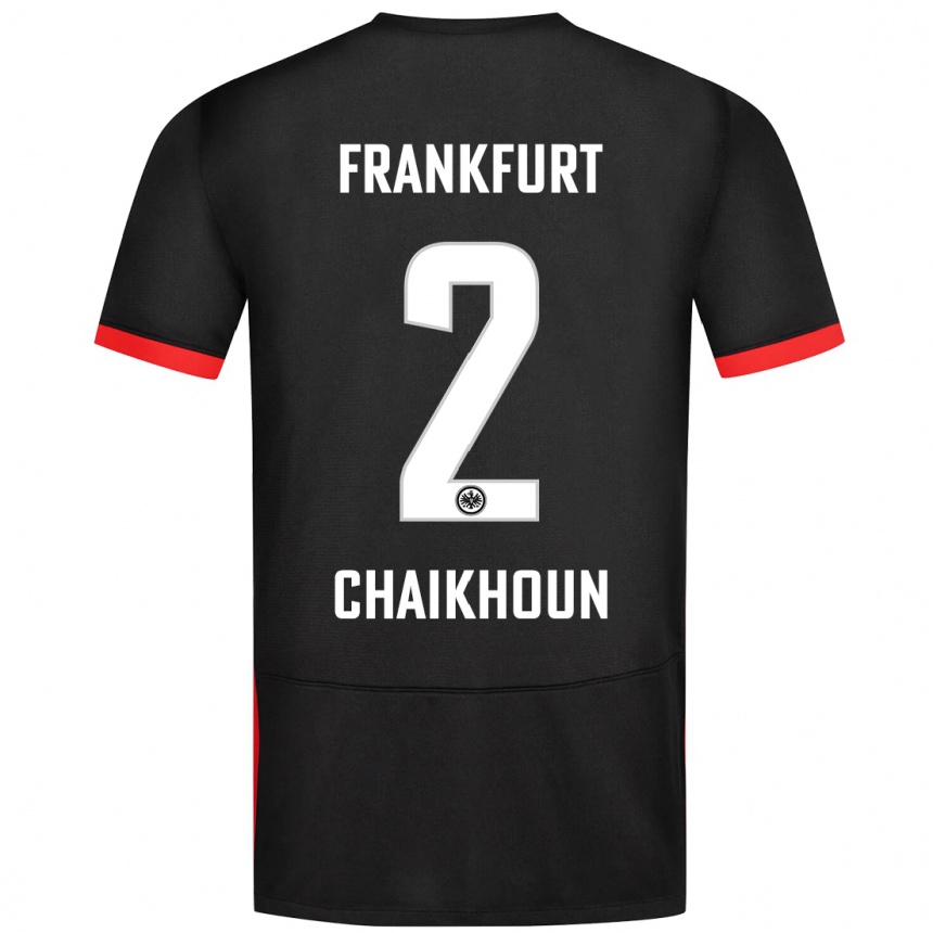 Kids Football Ayoub Chaikhoun #2 Black Away Jersey 2024/25 T-Shirt Uk