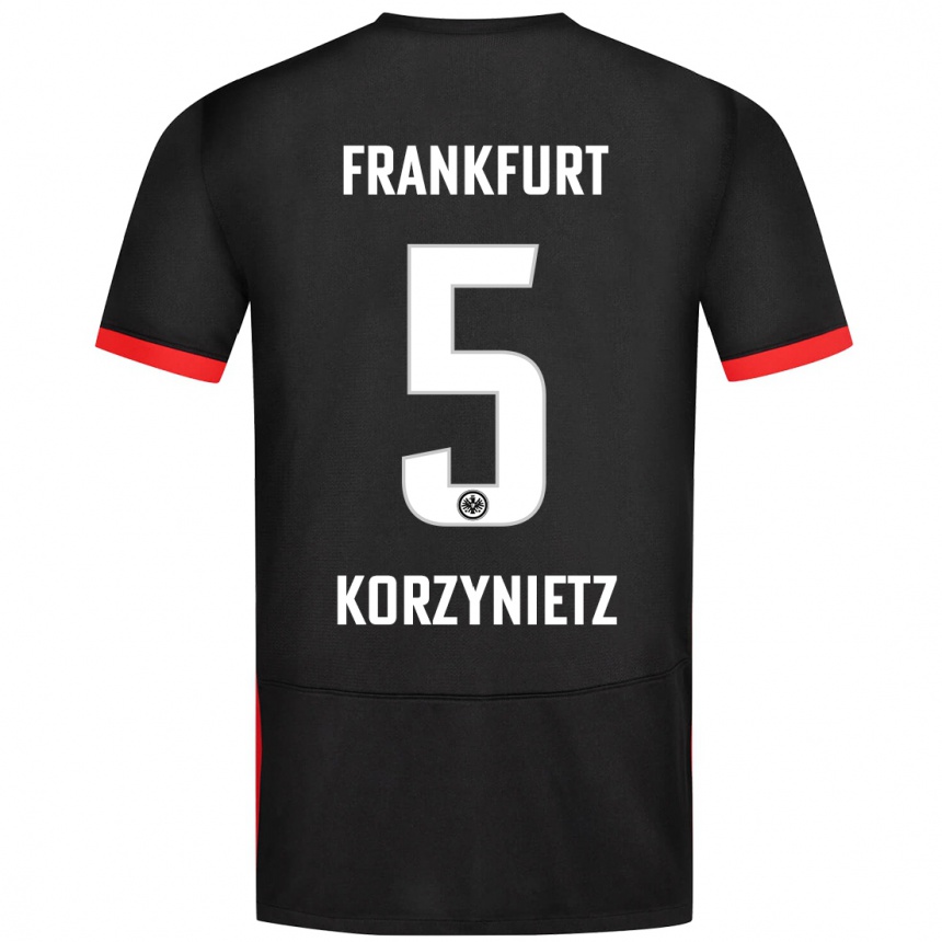 Kids Football Jaden Korzynietz #5 Black Away Jersey 2024/25 T-Shirt Uk