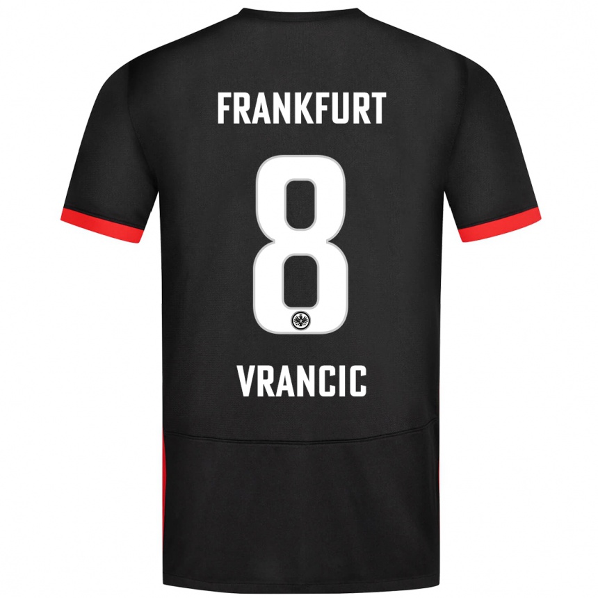 Kids Football Mario Vrancic #8 Black Away Jersey 2024/25 T-Shirt Uk