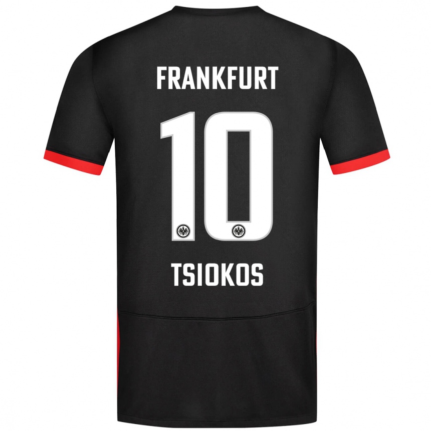 Kids Football Leonidas Ilias Tsiokos #10 Black Away Jersey 2024/25 T-Shirt Uk