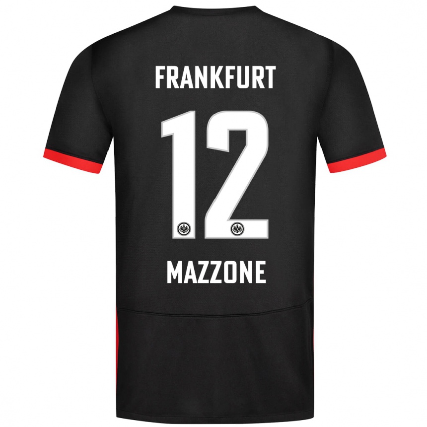 Kids Football Matteo Mazzone #12 Black Away Jersey 2024/25 T-Shirt Uk