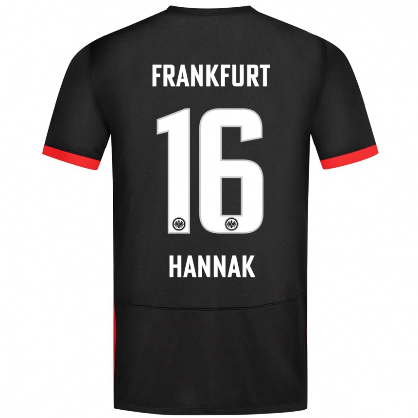 Kids Football Tim Hannak #16 Black Away Jersey 2024/25 T-Shirt Uk