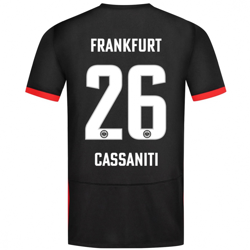 Kids Football Nino Cassaniti #26 Black Away Jersey 2024/25 T-Shirt Uk