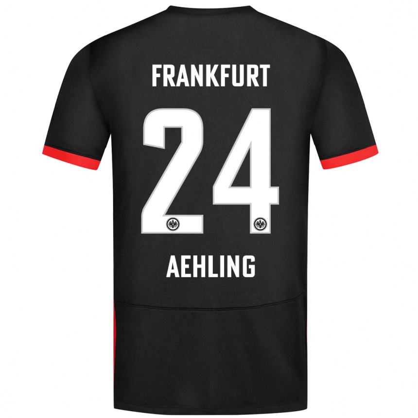 Kids Football Anna Aehling #24 Black Away Jersey 2024/25 T-Shirt Uk