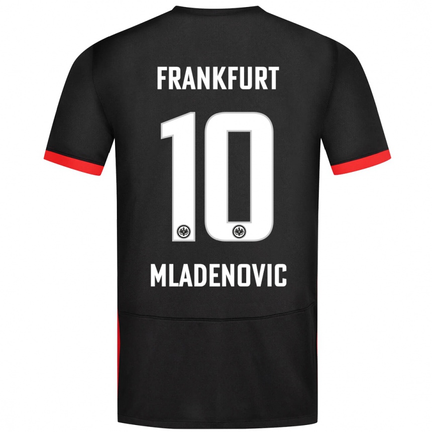 Kids Football Marko Mladenovic #10 Black Away Jersey 2024/25 T-Shirt Uk