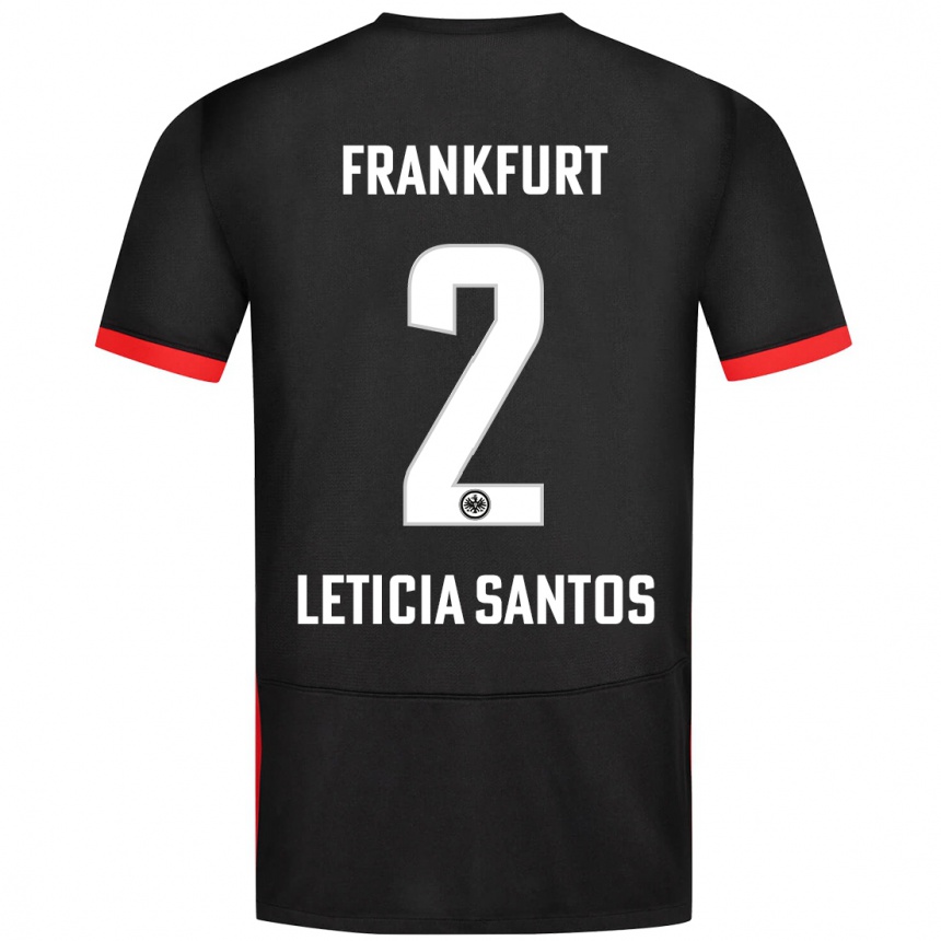 Kids Football Letícia Santos De Oliveira #2 Black Away Jersey 2024/25 T-Shirt Uk