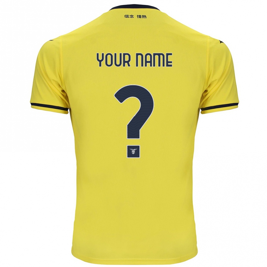 Kids Football Your Name #0 Yellow Away Jersey 2024/25 T-Shirt Uk