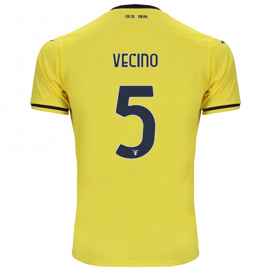 Kids Football Matías Vecino #5 Yellow Away Jersey 2024/25 T-Shirt Uk