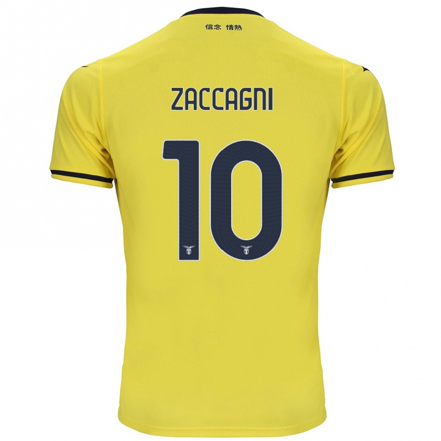 Kids Football Mattia Zaccagni #10 Yellow Away Jersey 2024/25 T-Shirt Uk