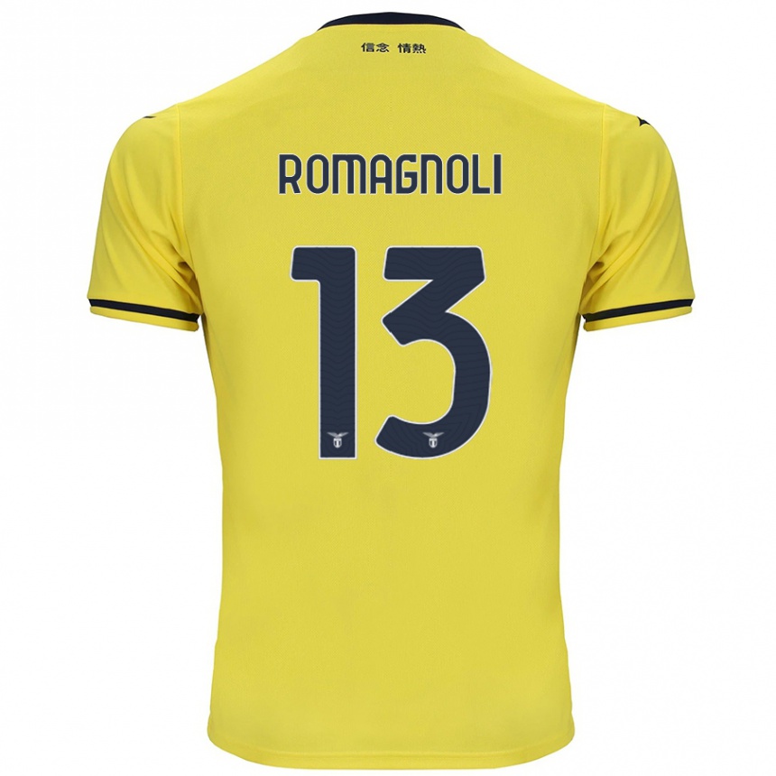 Kids Football Alessio Romagnoli #13 Yellow Away Jersey 2024/25 T-Shirt Uk