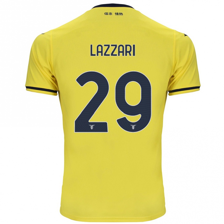 Kids Football Manuel Lazzari #29 Yellow Away Jersey 2024/25 T-Shirt Uk