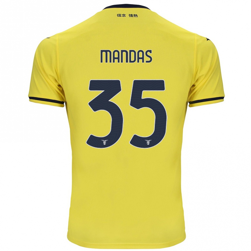 Kids Football Christos Mandas #35 Yellow Away Jersey 2024/25 T-Shirt Uk