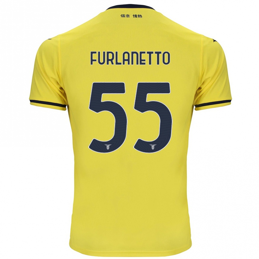 Kids Football Alessio Furlanetto #55 Yellow Away Jersey 2024/25 T-Shirt Uk