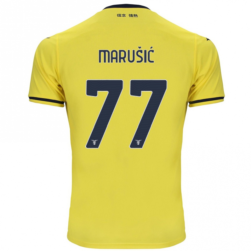 Kids Football Adam Marusic #77 Yellow Away Jersey 2024/25 T-Shirt Uk