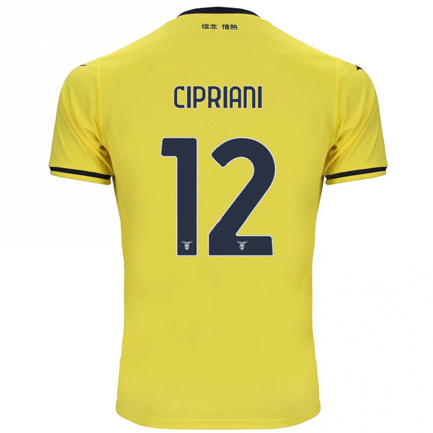 Kids Football Alessio Cipriani #12 Yellow Away Jersey 2024/25 T-Shirt Uk