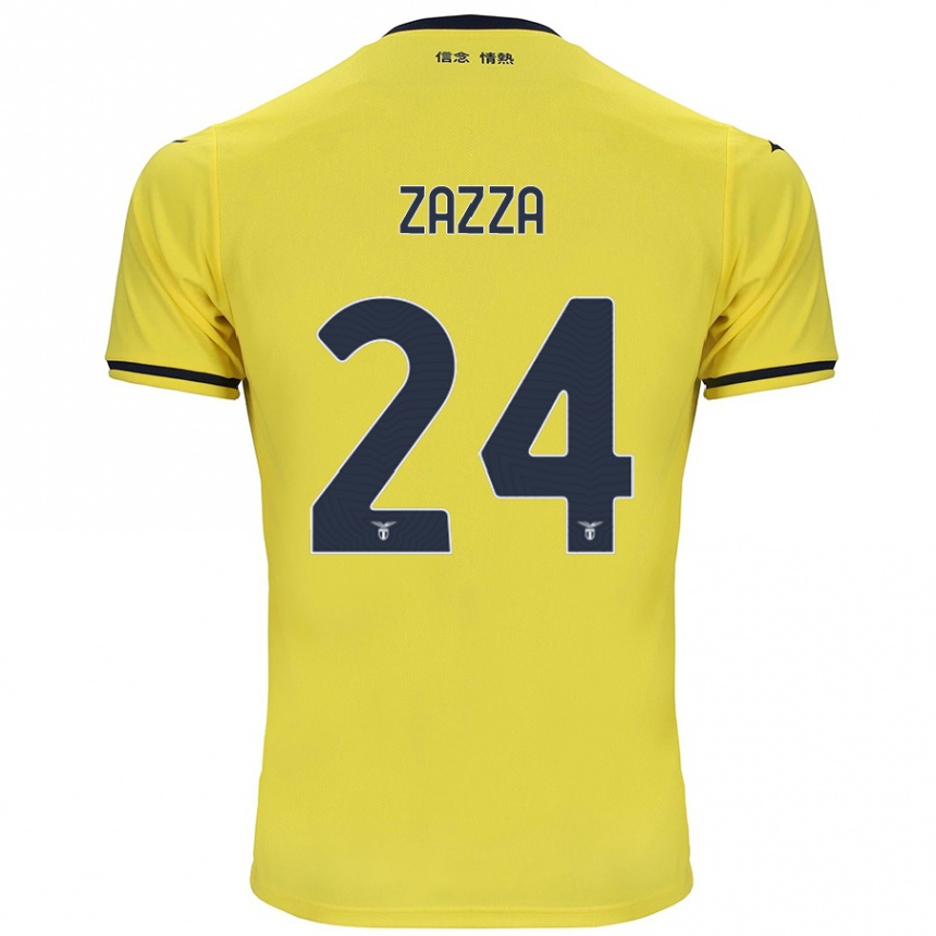 Kids Football Matteo Zazza #24 Yellow Away Jersey 2024/25 T-Shirt Uk