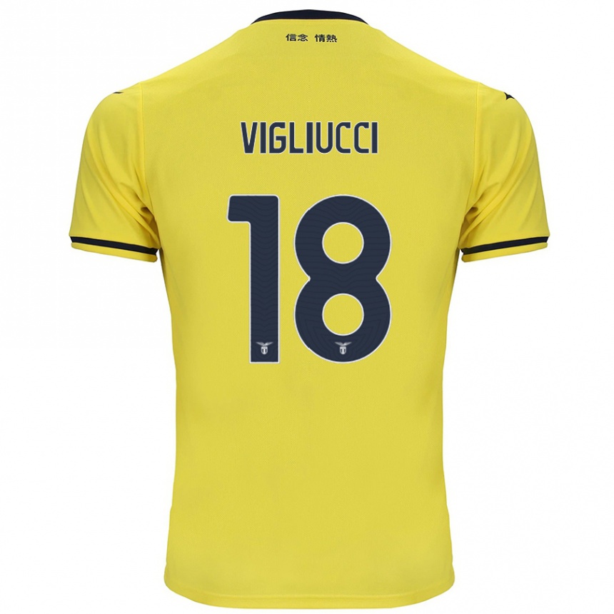 Kids Football Chiara Vigliucci #18 Yellow Away Jersey 2024/25 T-Shirt Uk