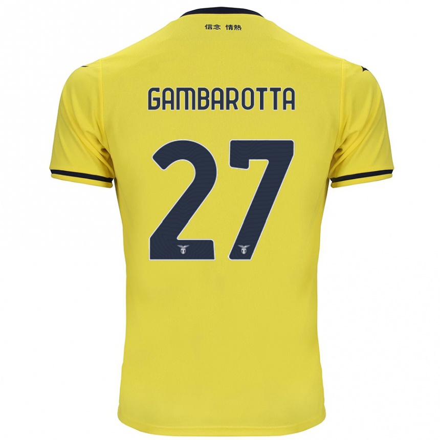 Kids Football Margot Gambarotta #27 Yellow Away Jersey 2024/25 T-Shirt Uk