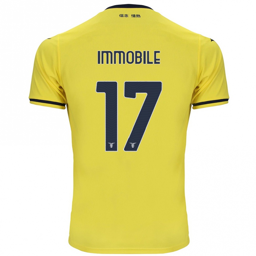 Kids Football Ciro Immobile #17 Yellow Away Jersey 2024/25 T-Shirt Uk