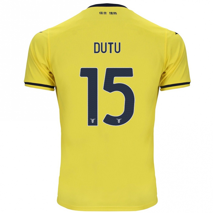 Kids Football Matteo Dutu #15 Yellow Away Jersey 2024/25 T-Shirt Uk