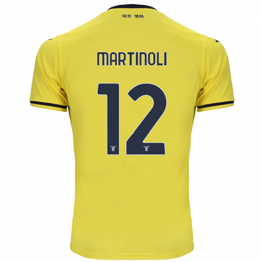 Kids Football Elettra Martinoli #12 Yellow Away Jersey 2024/25 T-Shirt Uk