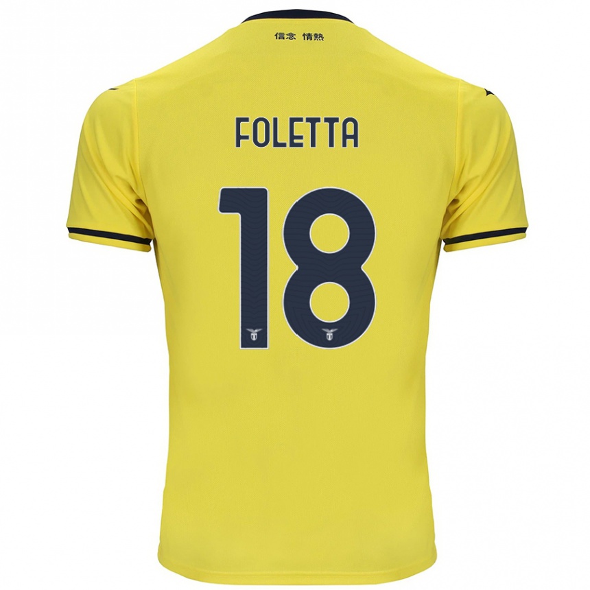 Kids Football Isabella Foletta #18 Yellow Away Jersey 2024/25 T-Shirt Uk