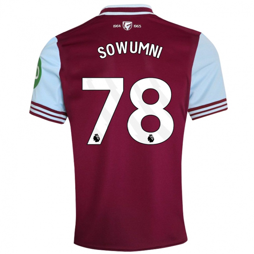 Men Football Elisha Sowumni #78 Dark Red Home Jersey 2024/25 T-Shirt Uk