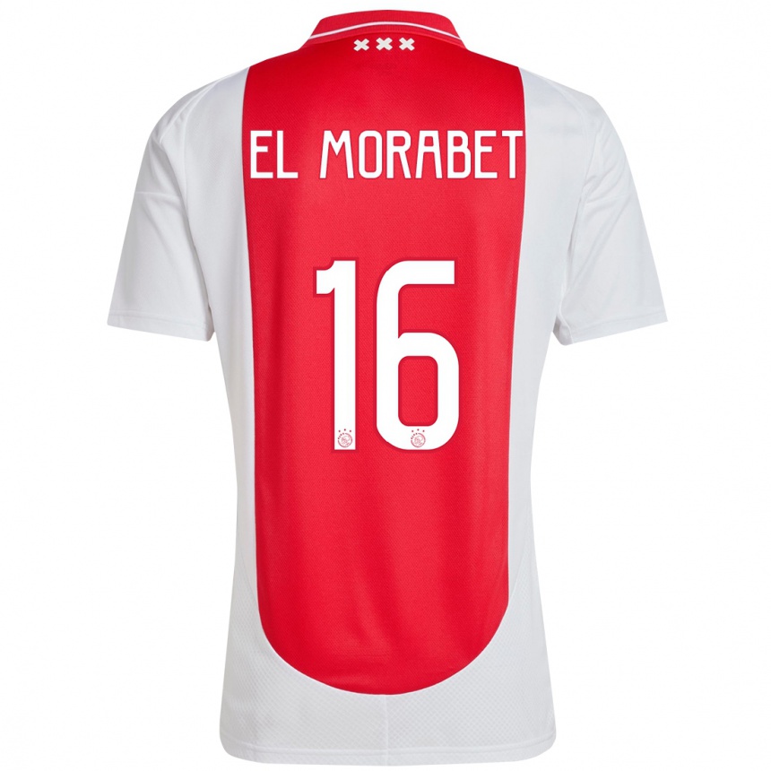 Men Football Younes El Morabet #16 Red White Home Jersey 2024/25 T-Shirt Uk